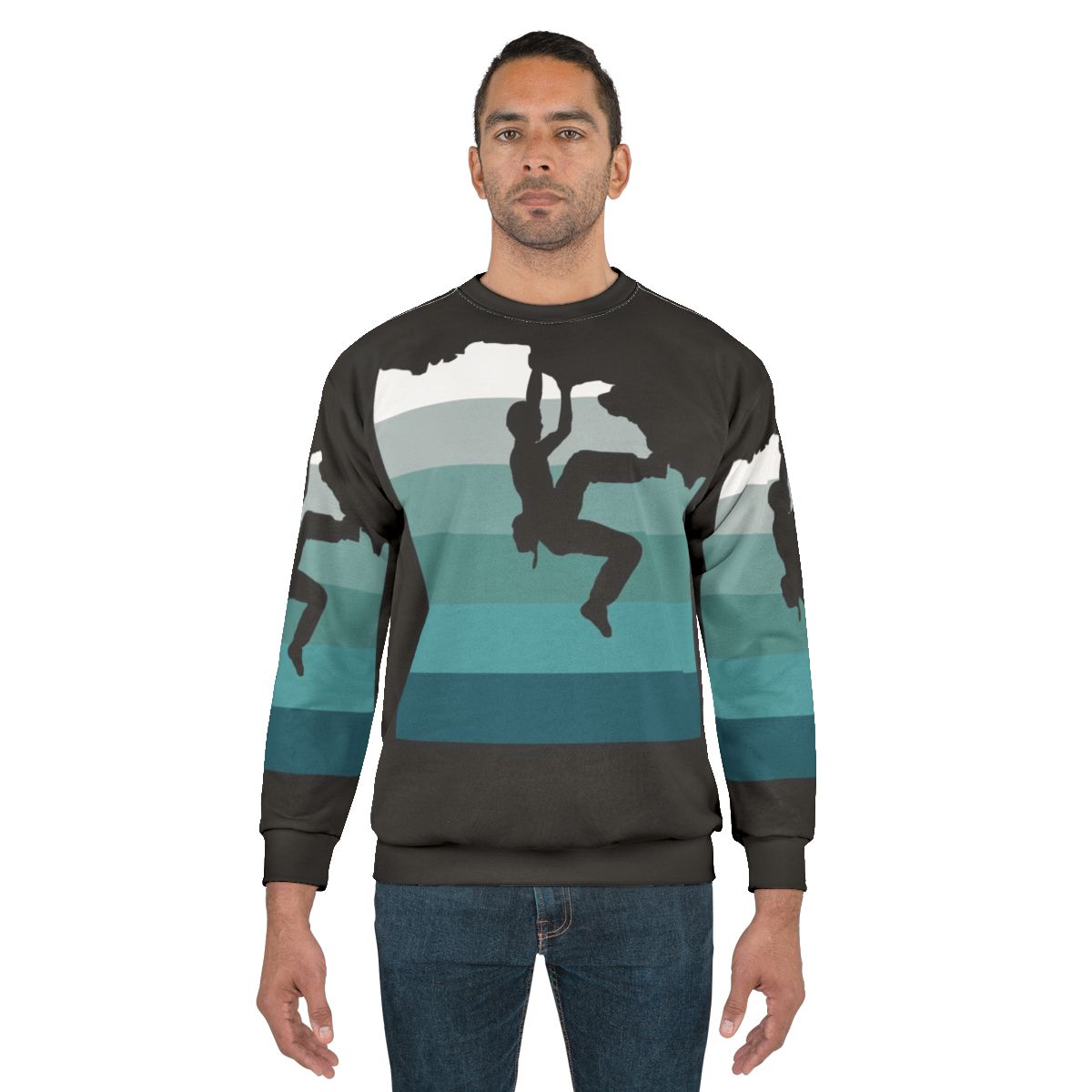 Climber wearing a climbing bouldering sweatshirt