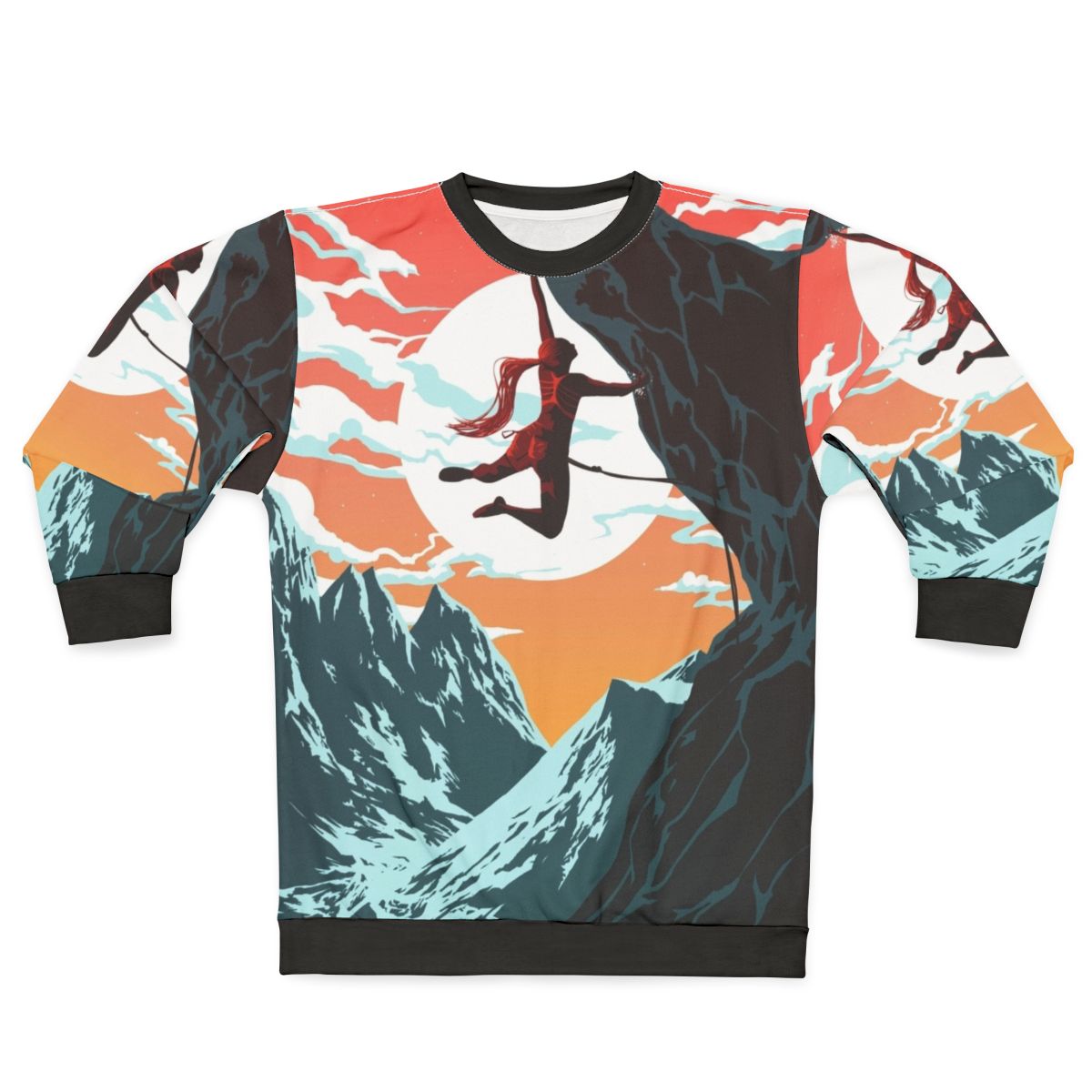 Climbing girl vector art design on sweatshirt