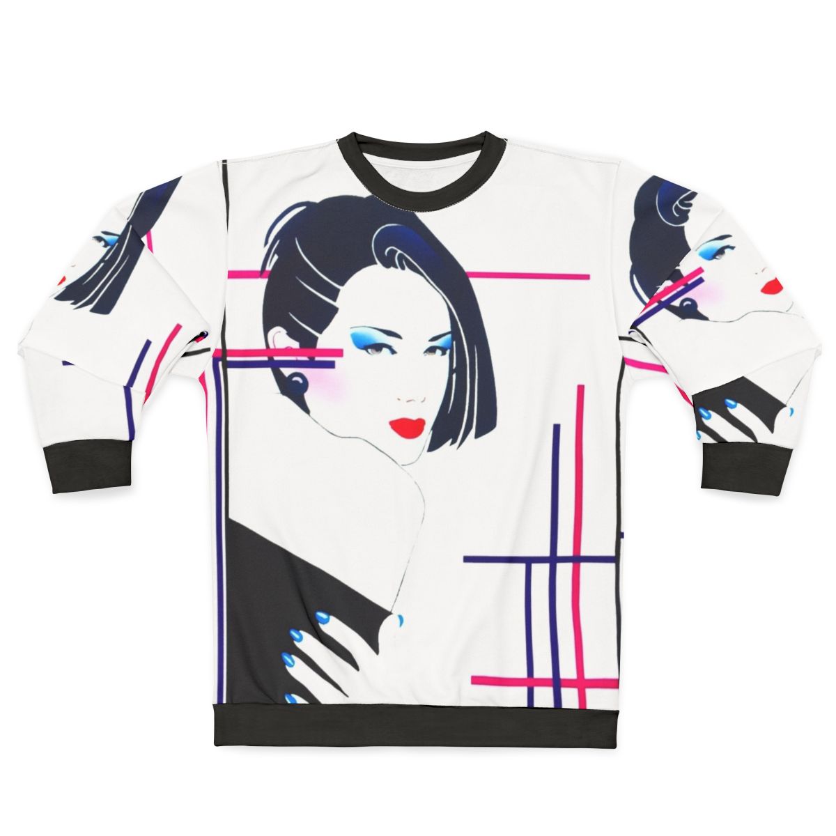 Retro '80s Clio Faces Geometric Design Sweatshirt
