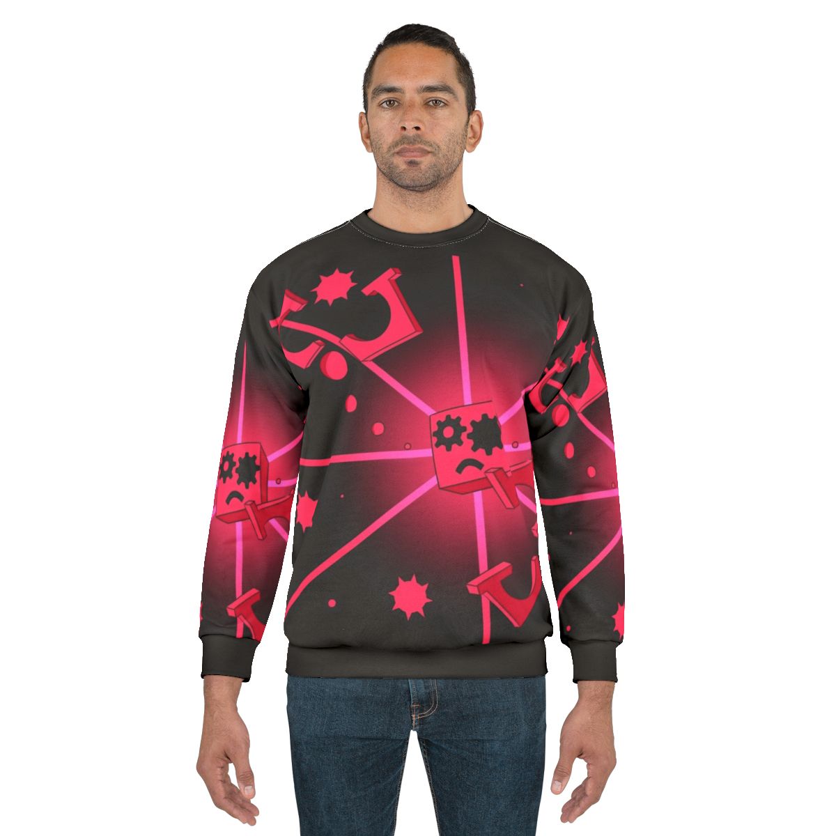 Close To Me Sweatshirt - Cube Corrupted Pink Clothing