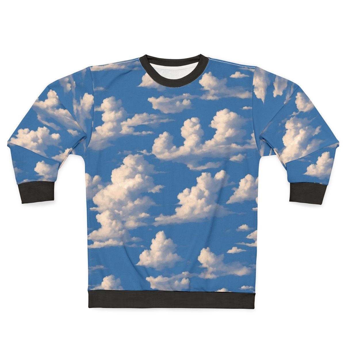 Cloudy sky sweatshirt with nature landscape design