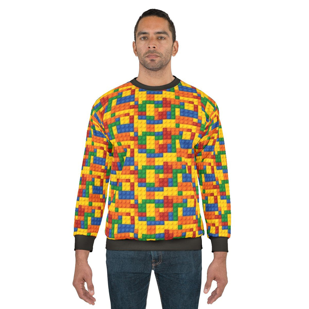 Colorful lego inspired building blocks sweatshirt