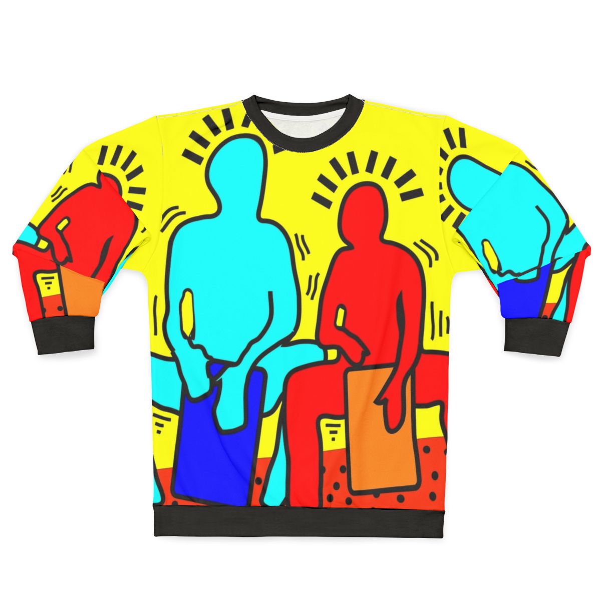 Colorful sweatshirt with drummers and percussion elements
