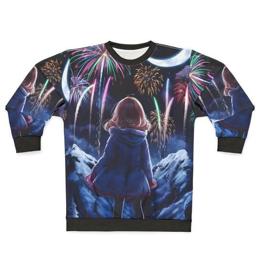 Vibrant anime fireworks sweatshirt with a colorful fantasy design