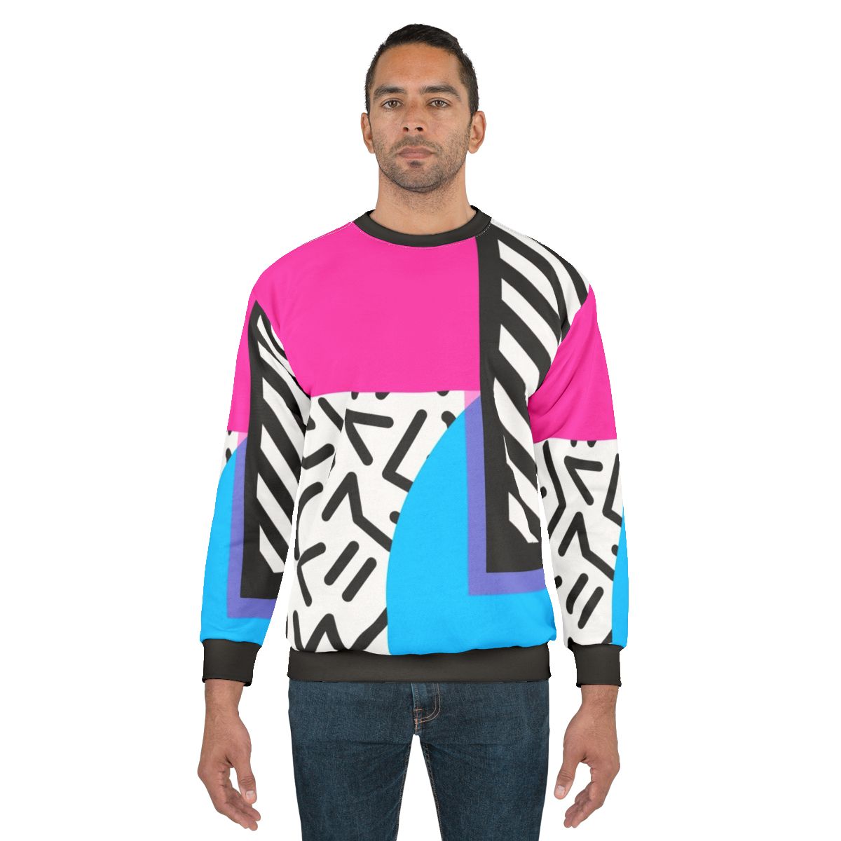 Colorful retro abstract geometric pattern sweatshirt