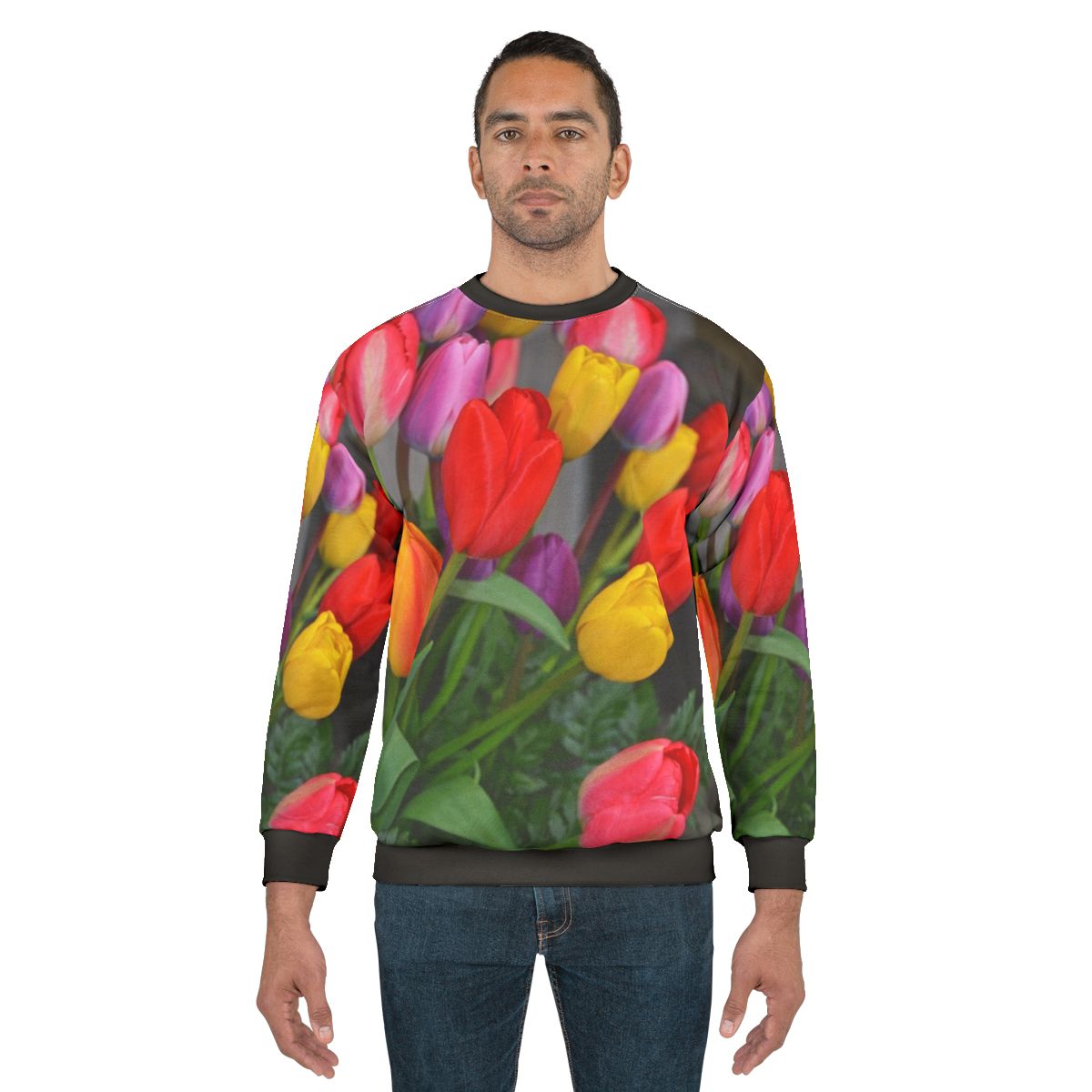 Colorful tulip floral arrangement sweatshirt