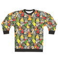 Colourful conure bird sweatshirt with vibrant feather pattern