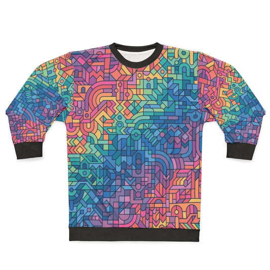 Colorful chaos sweatshirt with abstract geometric pattern