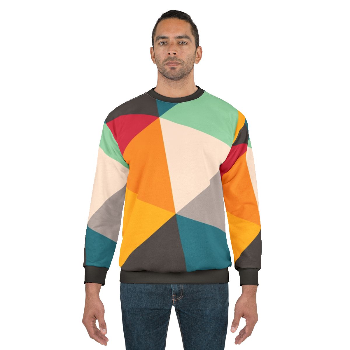 Geometric triangles sweatshirt in vibrant, minimalist design