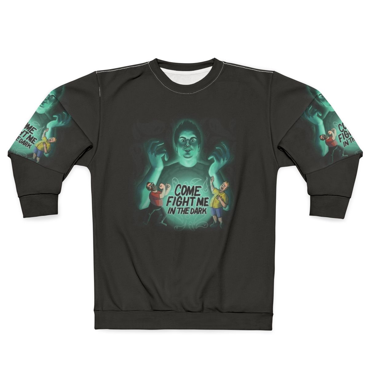 Dark sweatshirt with "Come Fight Me in the Dark" design, inspired by Ghost Adventures and Zak Bagans