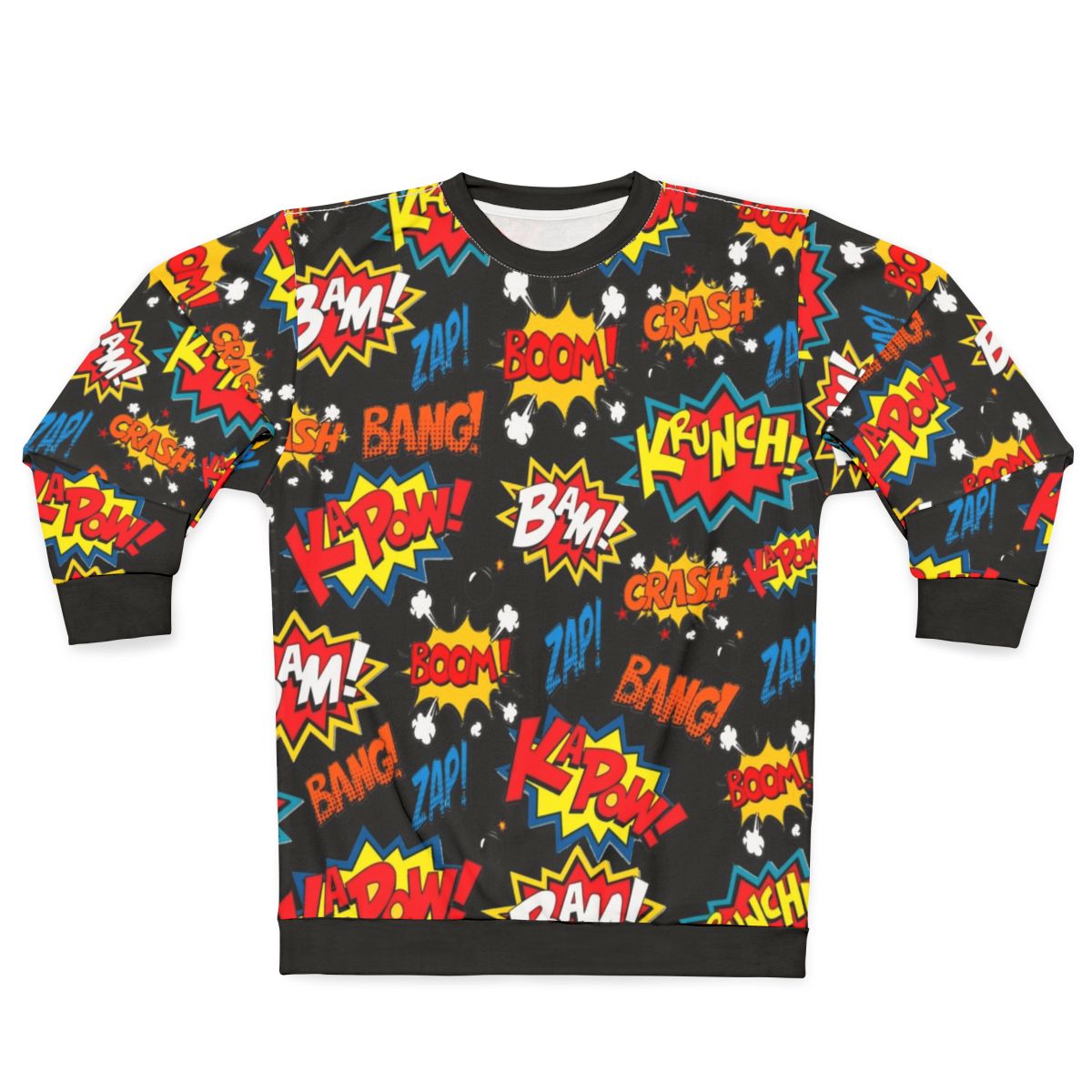 Comic book explosion sweatshirt with pop art style graphics