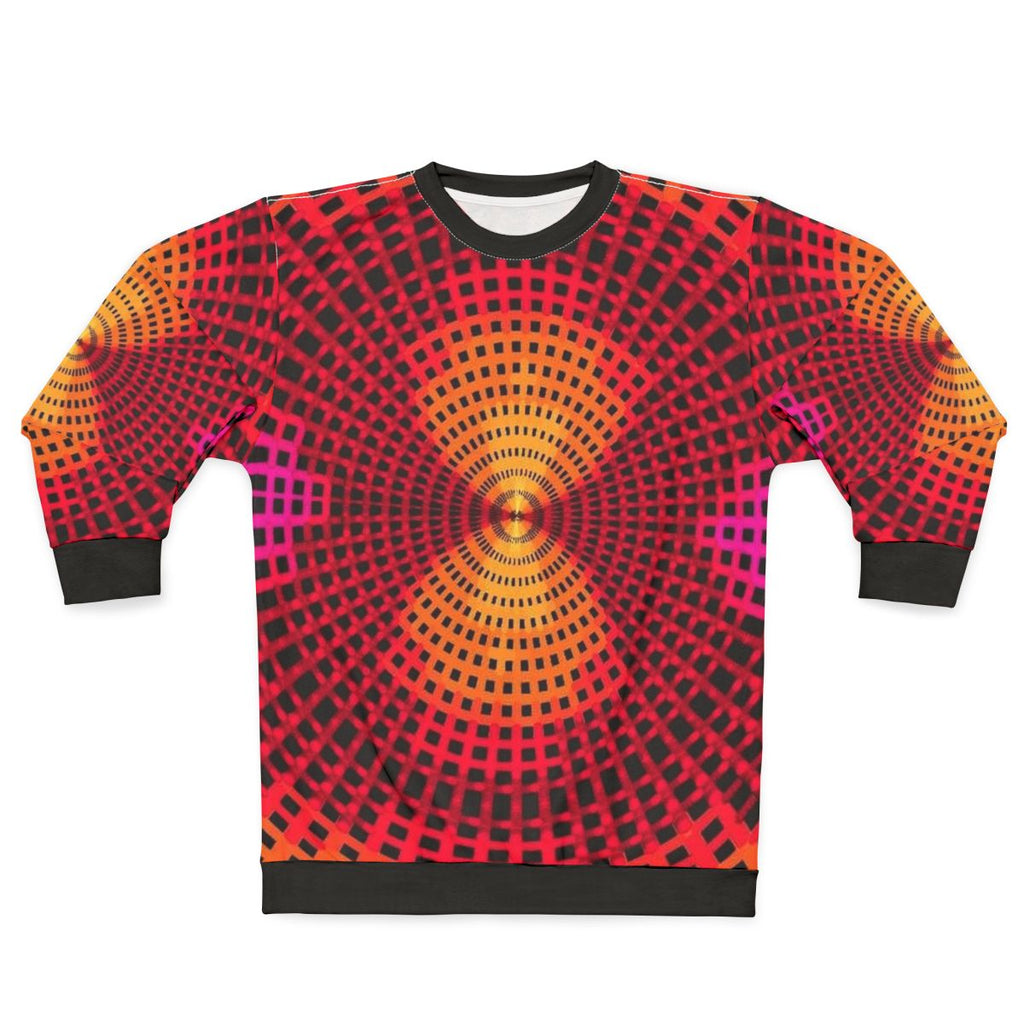Concentric Grid Sweatshirt with Geometric, Abstract Pattern