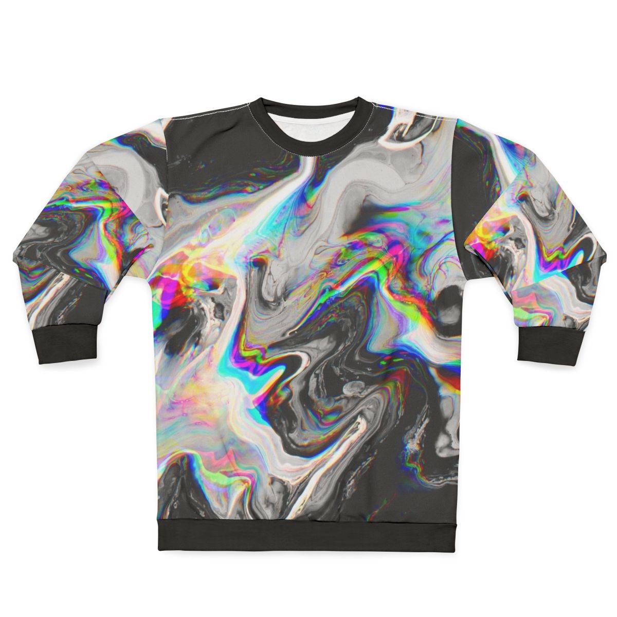 Trippy abstract paint sweatshirt with colorful gradient glitch pattern