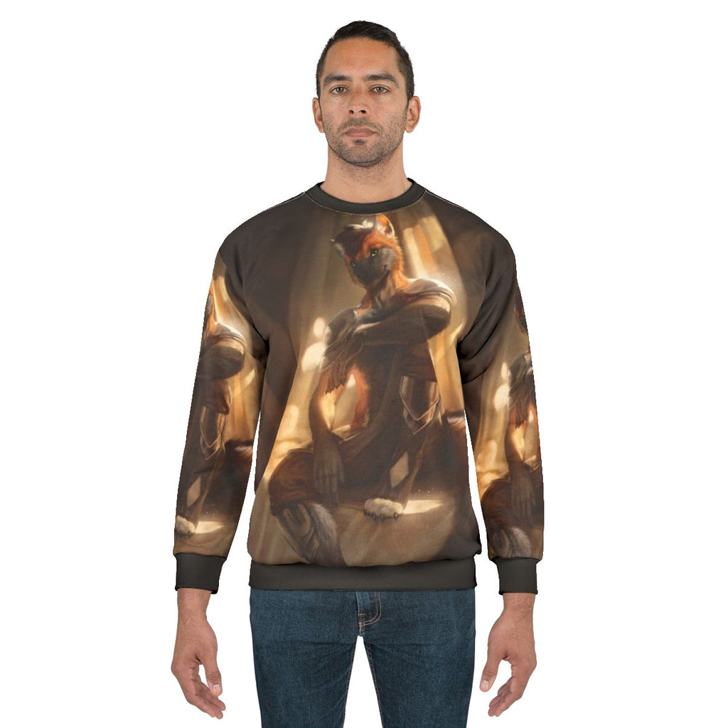 Contentment Sweatshirt featuring a wolf anthro character