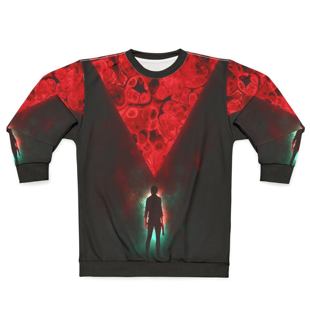 Retro Control Sweatshirt with cyberpunk and futuristic gaming design