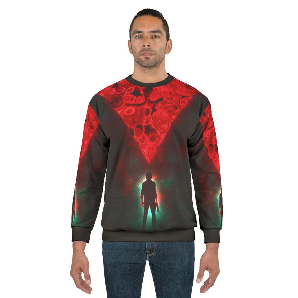 Retro Control Sweatshirt with cyberpunk and futuristic gaming design
