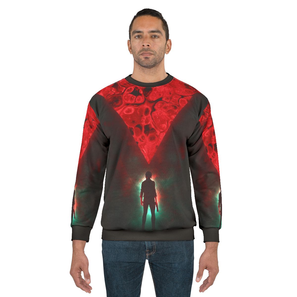 Retro Control Sweatshirt with cyberpunk and futuristic gaming design