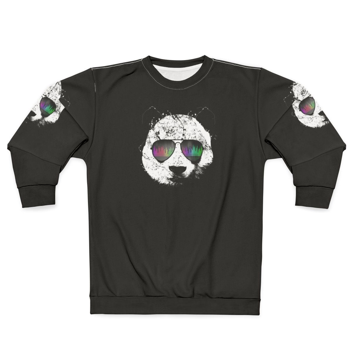 Panda wearing sunglasses in a cool graphic design on a sweatshirt