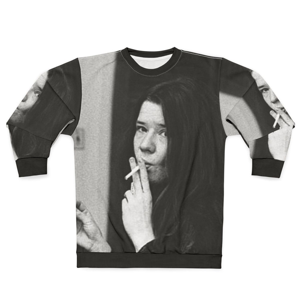 Cool Smoker Sweatshirt with Janis Joplin Music Design