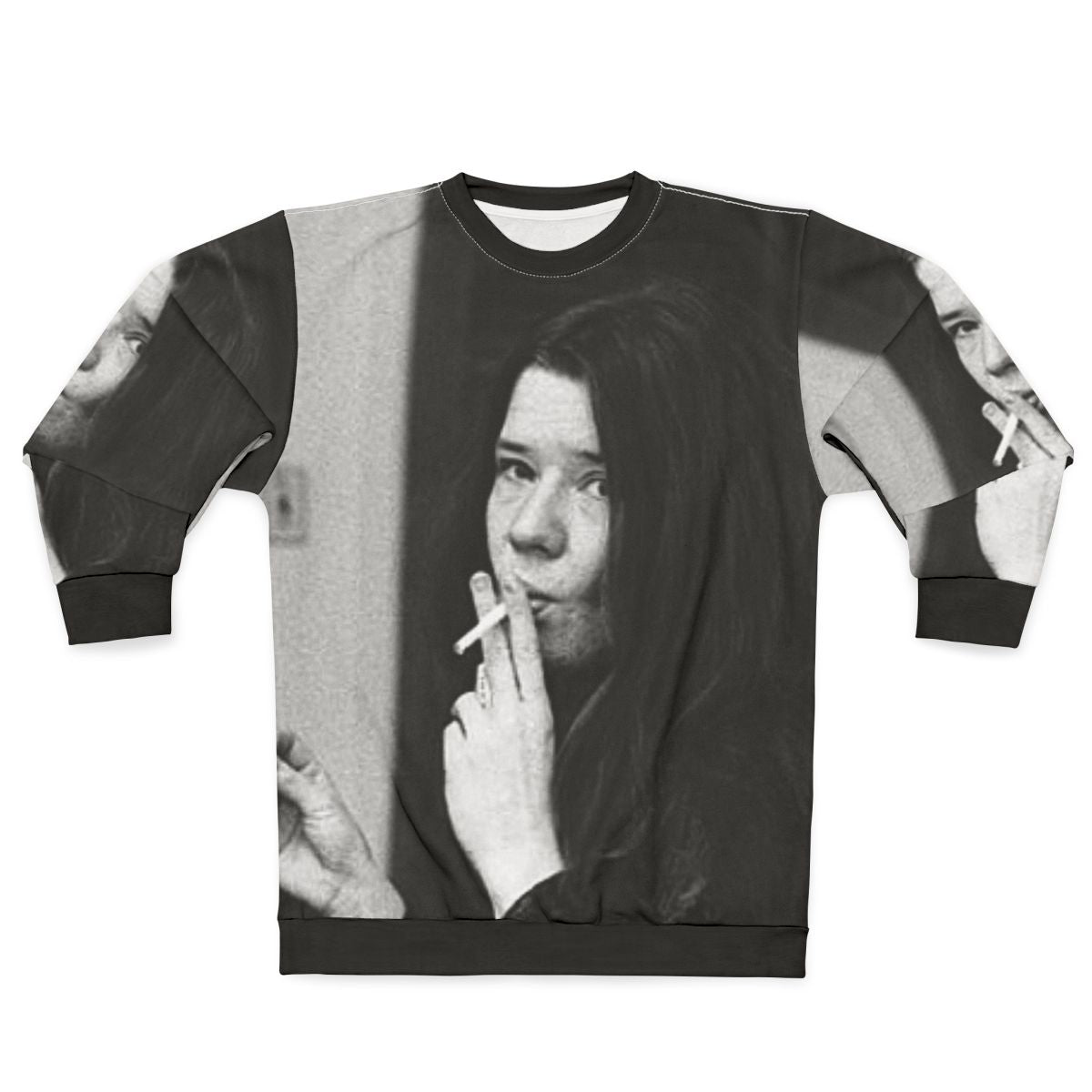 Cool Smoker Sweatshirt with Janis Joplin Music Design