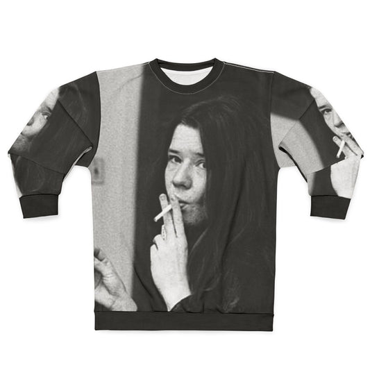 Cool Smoker Sweatshirt with Janis Joplin Music Design