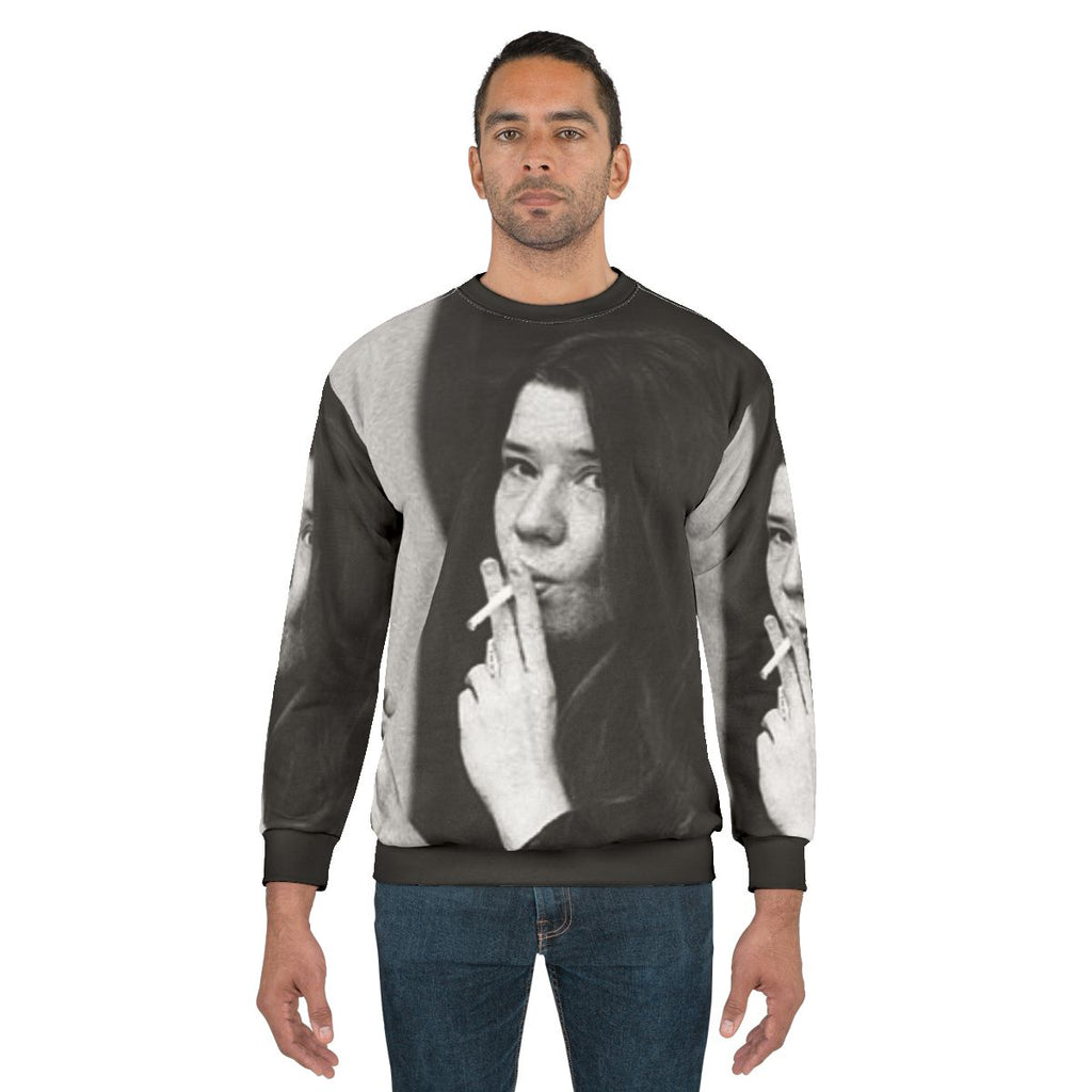 Cool Smoker Sweatshirt with Janis Joplin Music Design