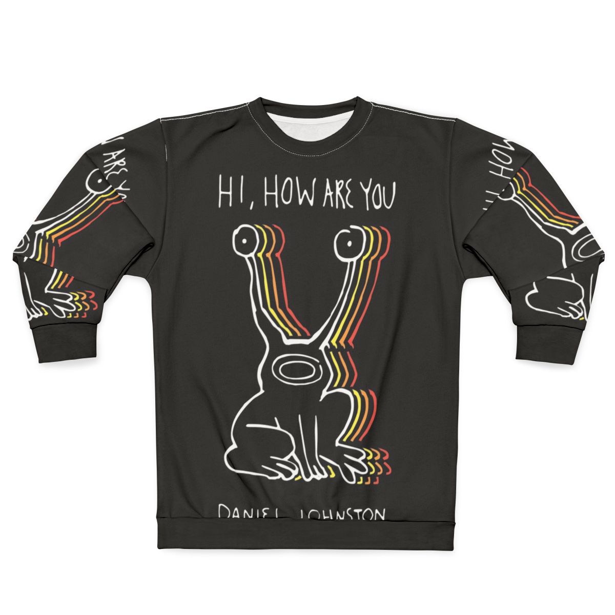 Vintage-style Daniel Johnston "Hi, How Are You?" graphic sweatshirt