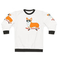 Corgi skater sweatshirt with digital vector graphics