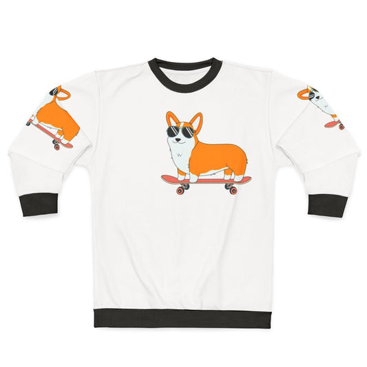 Corgi skater sweatshirt with digital vector graphics