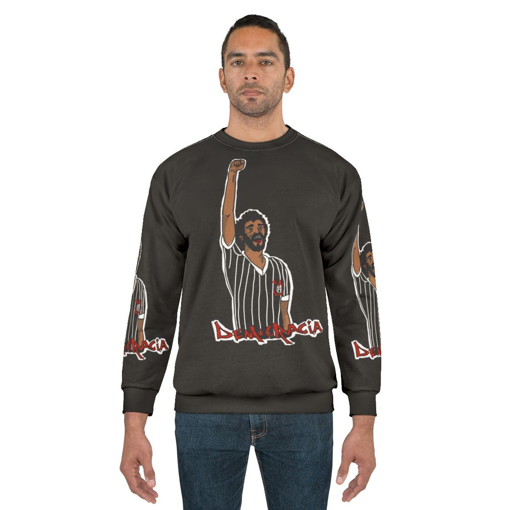 Corinthians Socrates Democracy Sweatshirt featuring legendary Brazilian football icon Socrates