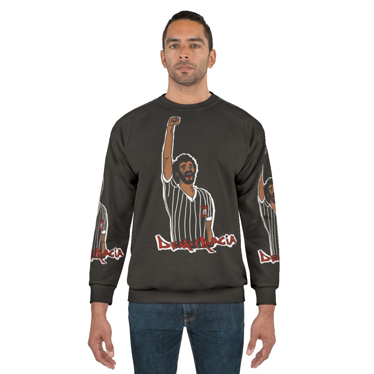 Corinthians Socrates Democracy Sweatshirt featuring legendary Brazilian football icon Socrates