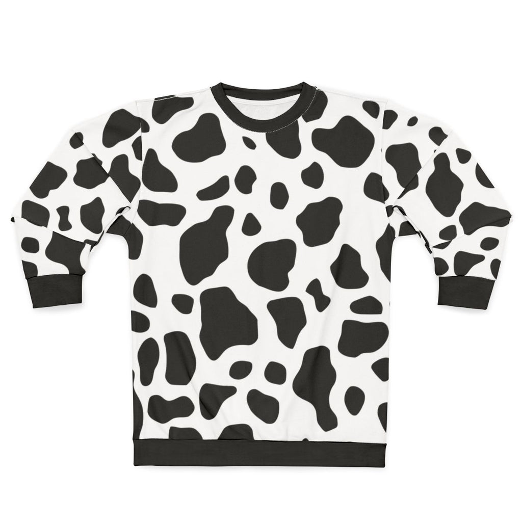 Cow print sweatshirt with a cozy, casual design