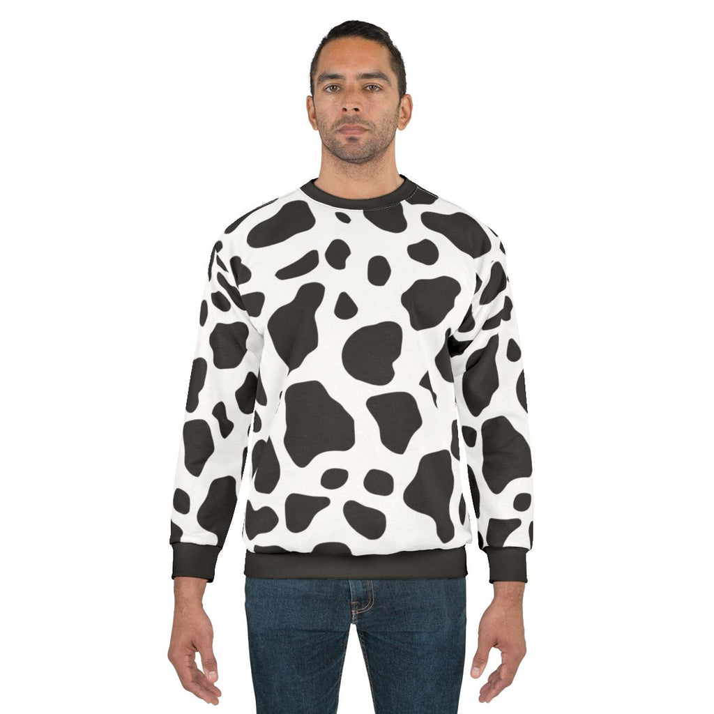 Cow print sweatshirt with a cozy, casual design