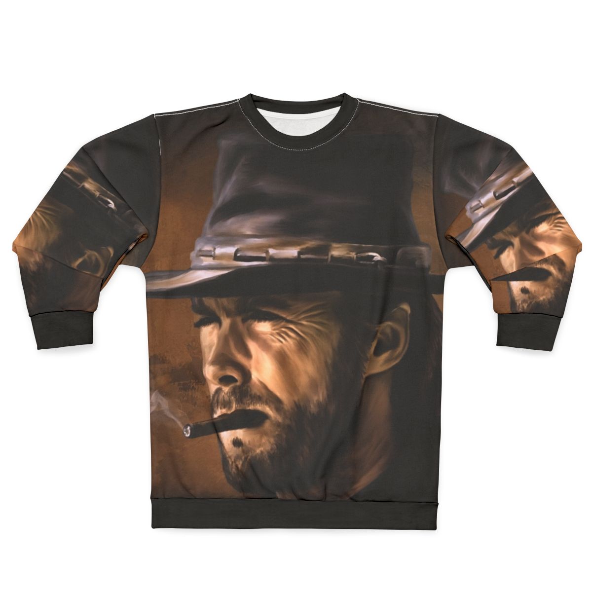 Rugged Cowboy Sweatshirt with Clint Eastwood Inspired Imagery