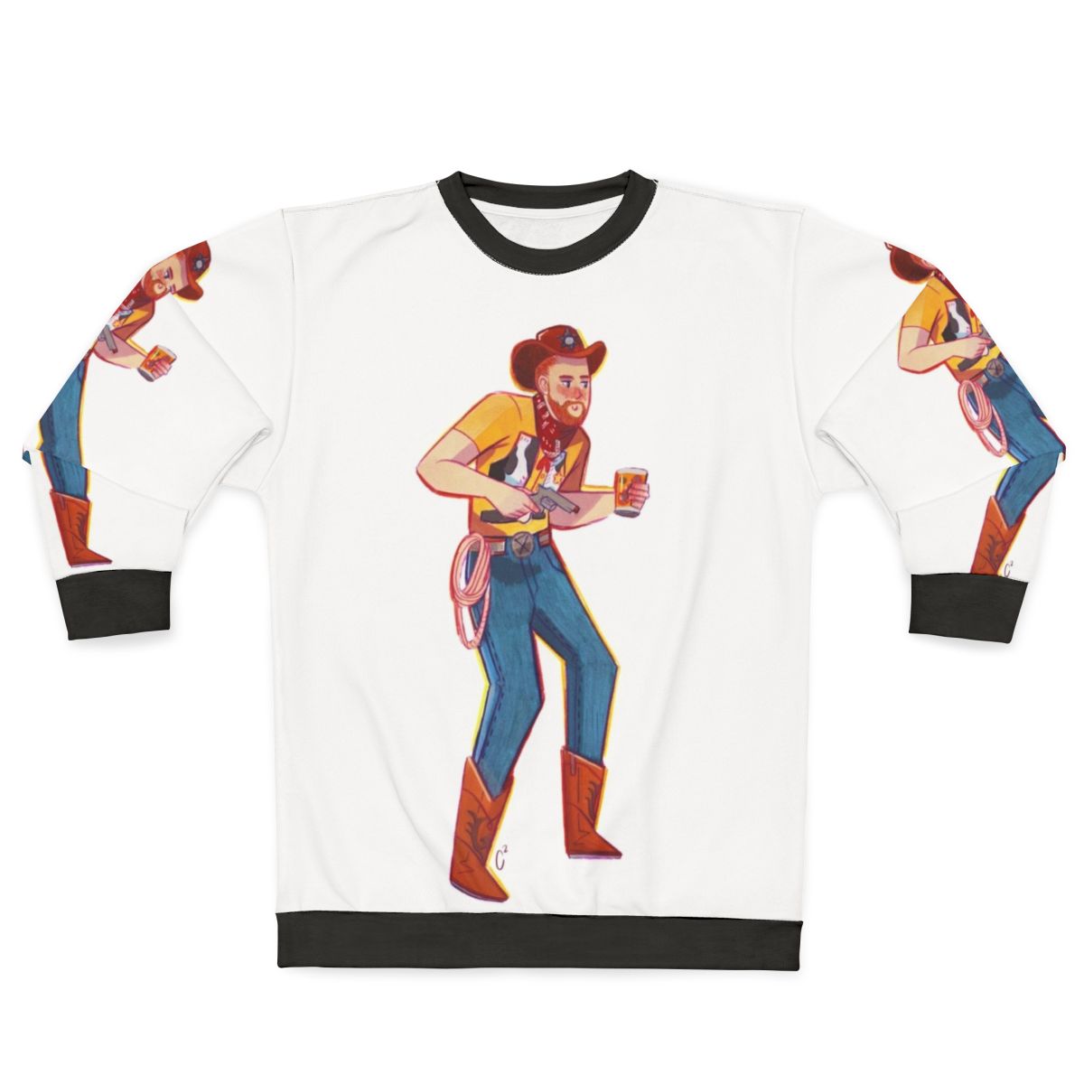 Cowboy Aunty Donna Gouache Illustration Sweatshirt