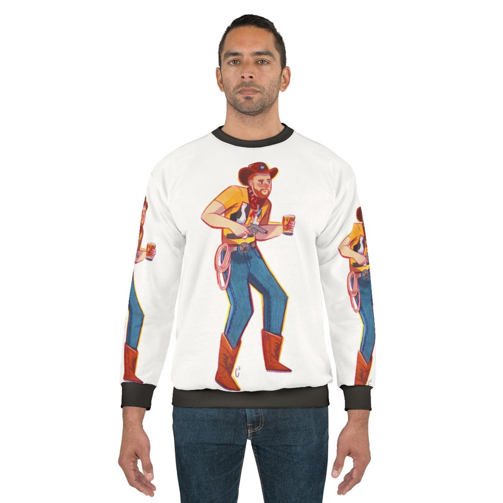 Cowboy Aunty Donna Gouache Illustration Sweatshirt