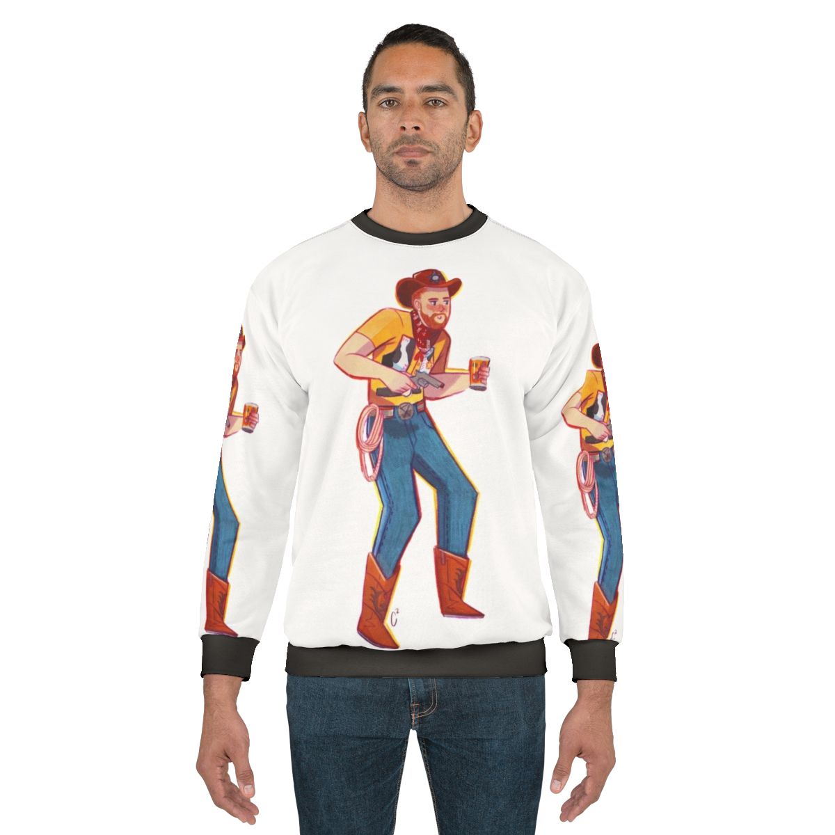 Cowboy Aunty Donna Gouache Illustration Sweatshirt