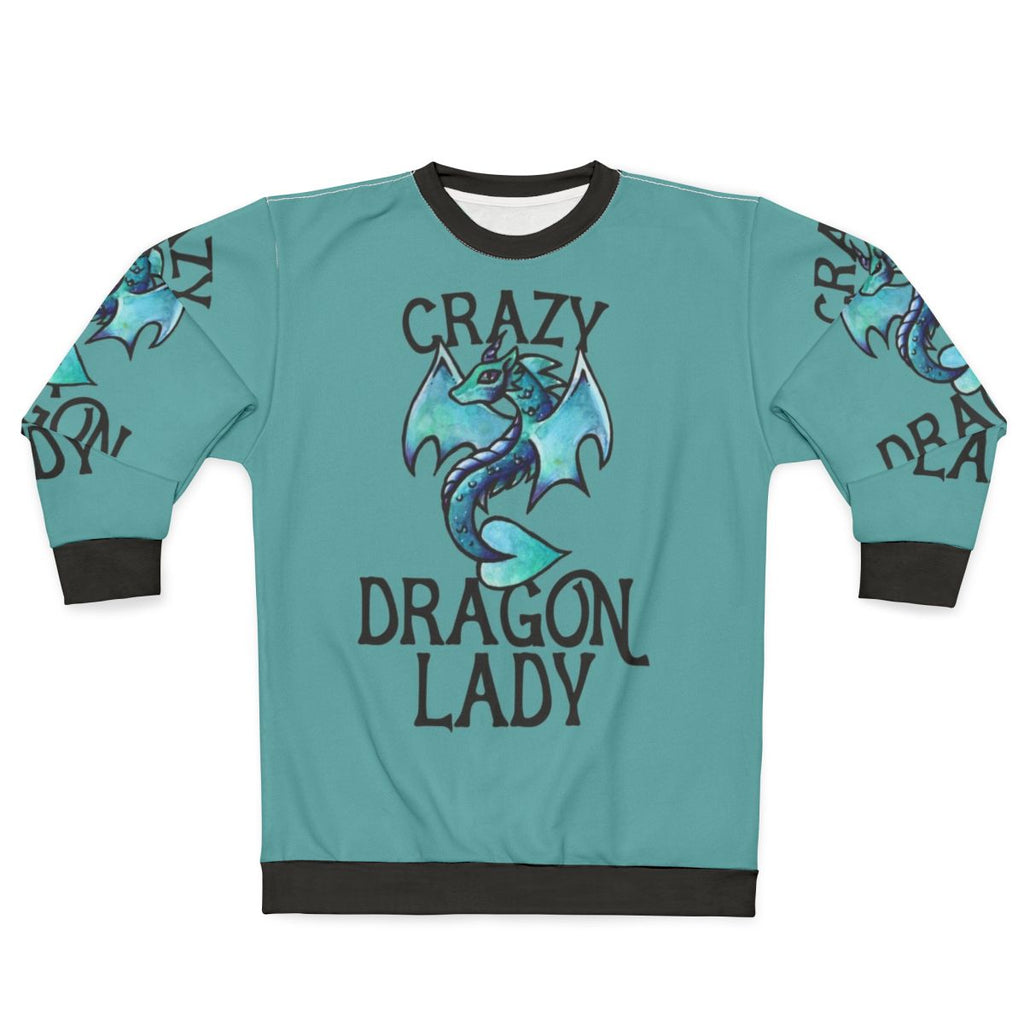 Crazy Dragon Lady Sweatshirt featuring a print of a dragon