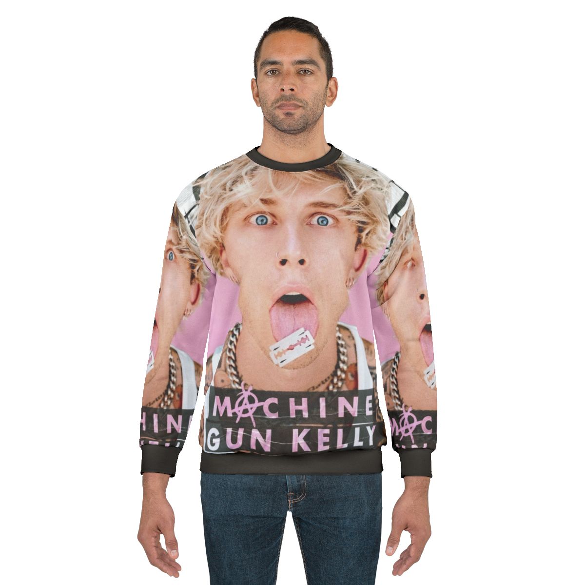 Machine Gun Kelly inspired sweatshirt with crazy face design
