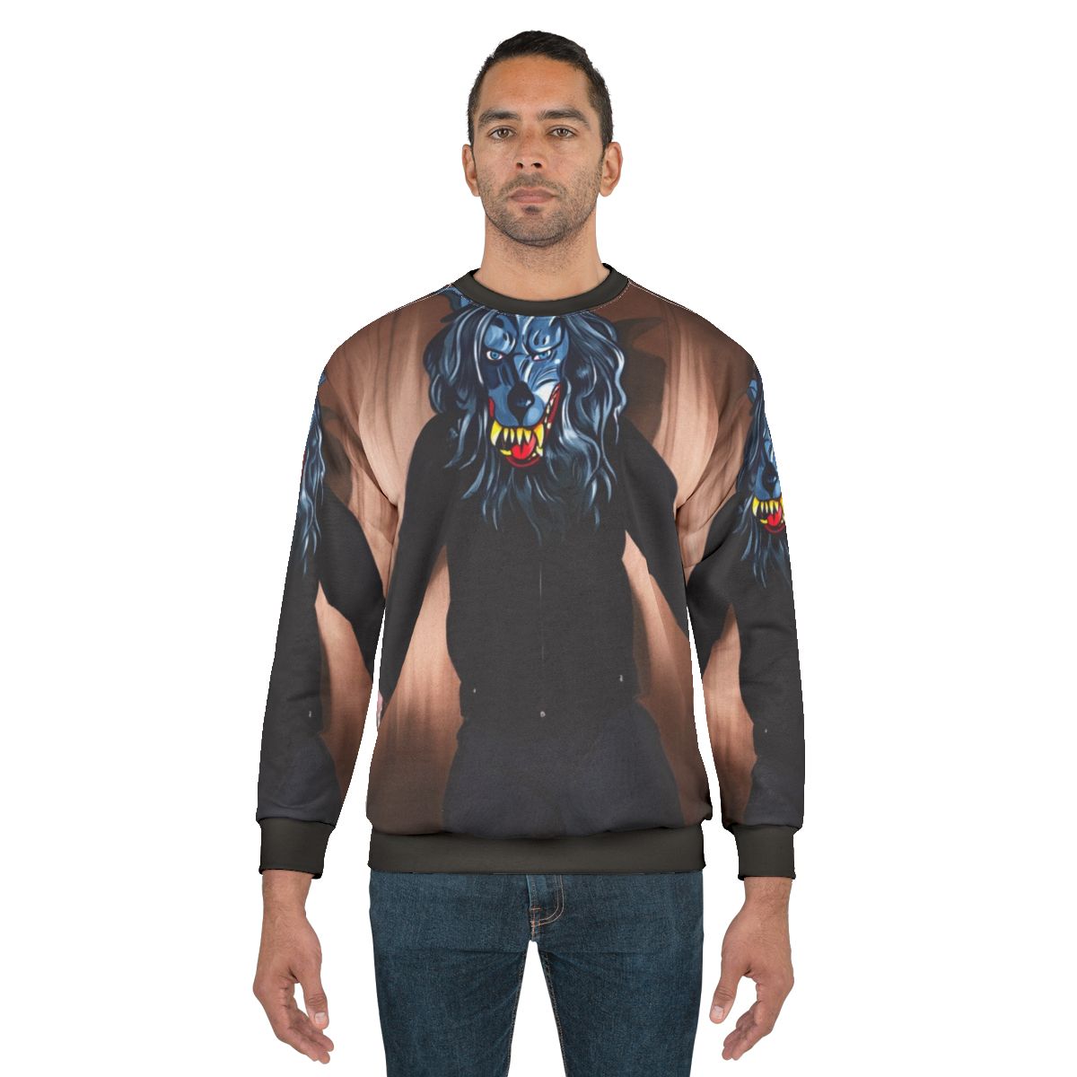 Creepy peach fuzz horror sweatshirt