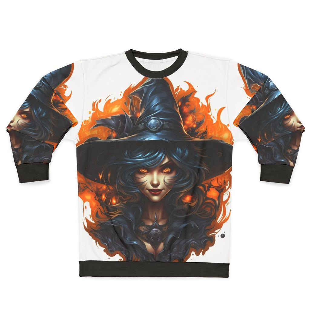 Creepy Halloween Witch with Eerie Look Sweatshirt