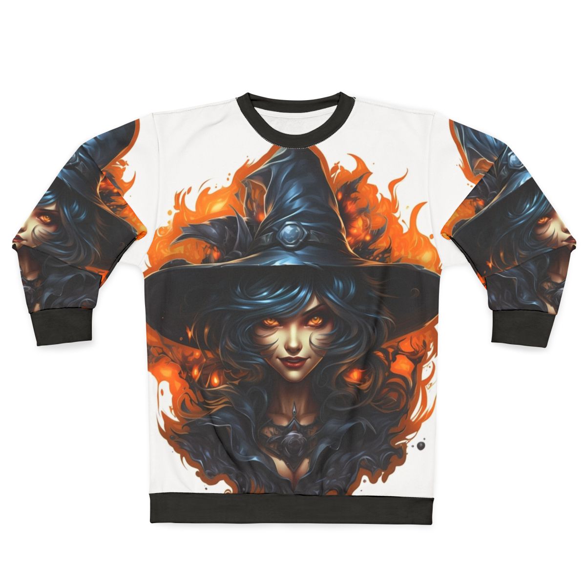 Creepy Halloween Witch with Eerie Look Sweatshirt