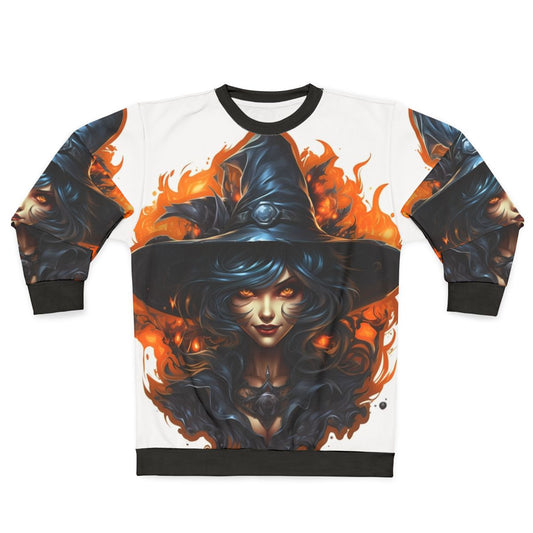 Creepy Halloween Witch with Eerie Look Sweatshirt