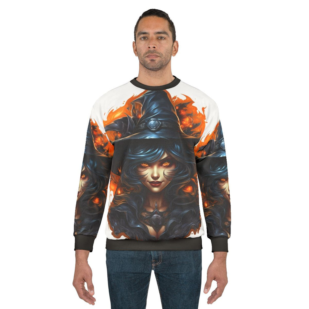 Creepy Halloween Witch with Eerie Look Sweatshirt