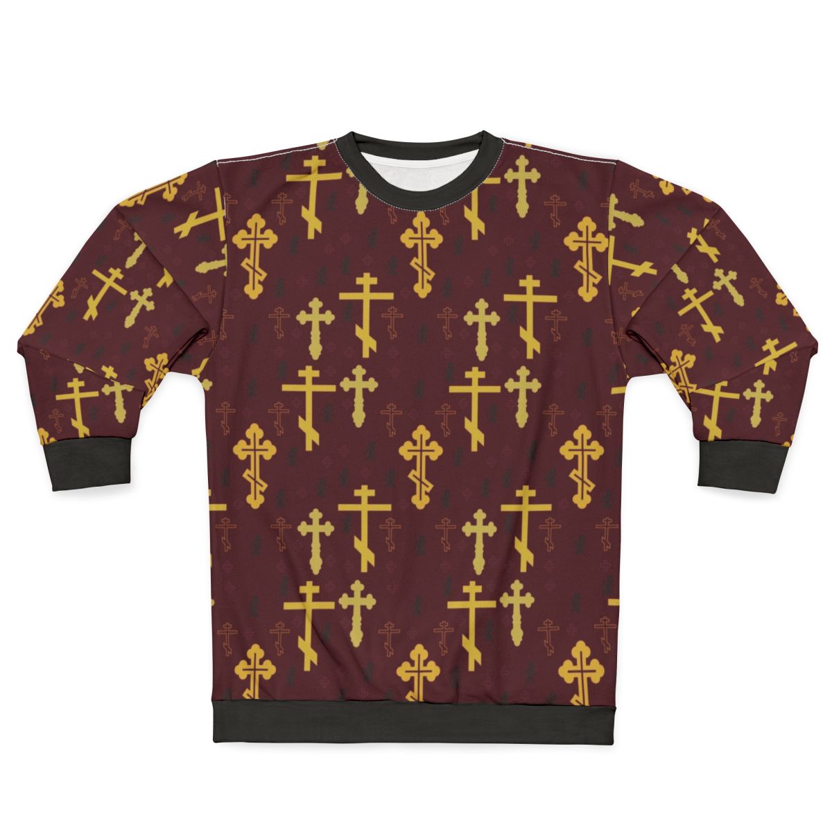 Cross pattern sweatshirt with mosaic design