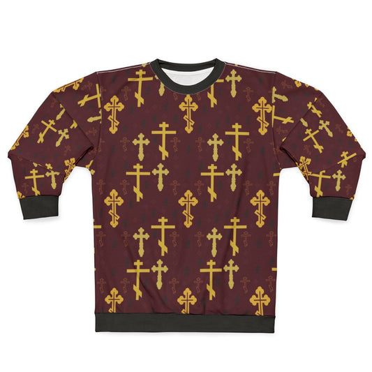 Cross pattern sweatshirt with mosaic design
