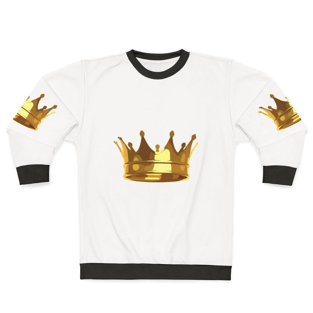 Regal Crown Sweatshirt with Gold and Yellow Design