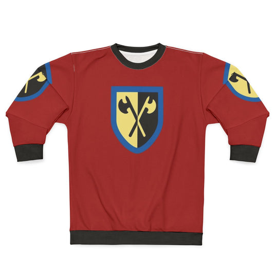 Retro Crusaders Lego Castle Sweatshirt with Crossed Axes Design