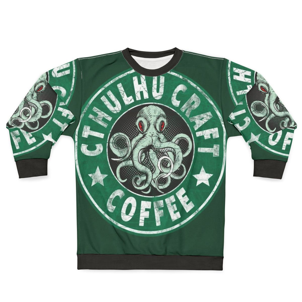 Cthulhu Craft Coffee Sweatshirt featuring a graphic design inspired by HP Lovecraft's The Call of Cthulhu