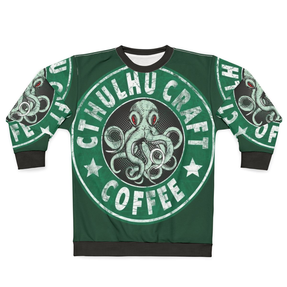 Cthulhu Craft Coffee Sweatshirt featuring a graphic design inspired by HP Lovecraft's The Call of Cthulhu